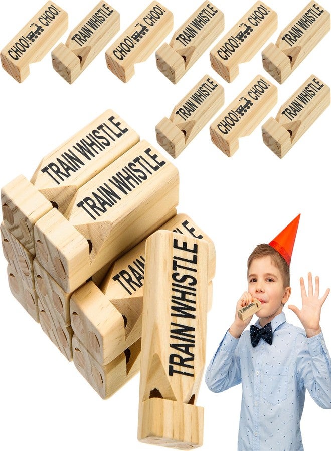 Soulchen 20 Pcs Wooden Train Whistles Kids Bulk Wood Train Slide Whistle Toys for Trains Party Favors Birthday Decorations Game Noisemakers Goodie Bag Filler Small Game Prizes Stocking Stuffers - Image 1